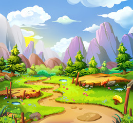 Wall Mural - The Fairy Land. Video Game's Digital CG Artwork, Concept Illustration, Realistic Cartoon Style Background
