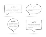 Fototapeta  - Speech bubbles with geometric shapes made of dotted dashed line