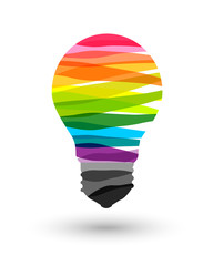 colorful light bulb made of paint strokes as creativity concept