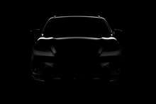 Studio Shot Of Black Car Isolated On Black Background