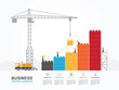 Infographic template with crane and building block.