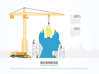 Wall Mural - Infographic template with crane and idea building.