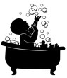 © pinkcoala - Silhouette Baby  bathroom Spen bubbles