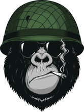 Monkey Soldier With A Cigarette