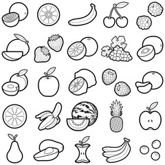 Wall Mural - Fruit icon collection - outline illustration 