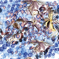 Aufkleber - Vector watercolor style pattern with ink spots. Ideal for fabric