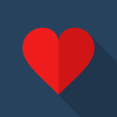 Poster - Heart vector icon with long shadow in flat style.