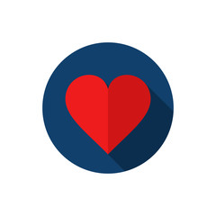 Poster - Heart icon logo. Vector illustration with long shadow.