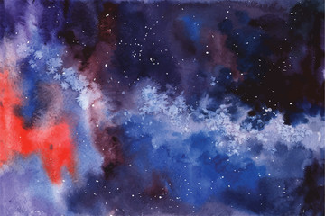 Wall Mural - watercolor vector background space, stars, constellation, nebula