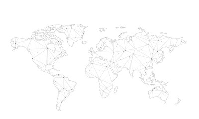  Vector map of world with trendy triangles design