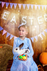 Wall Mural - easter bunny and a girl