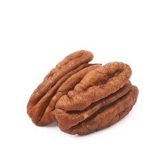 Two pecan nuts isolated