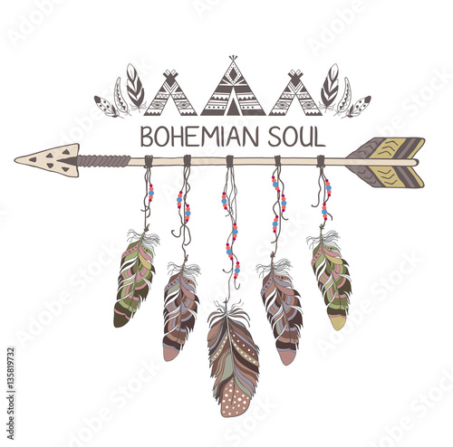recznie-rysowane-stylu-boho-ze-strzalka-i-pior