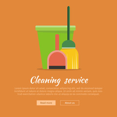 Wall Mural - Web Banner Bucket, Duster, Broom and Dustpan Icon.