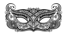 Black Lineart Venetian Carnival Mask Silhouette