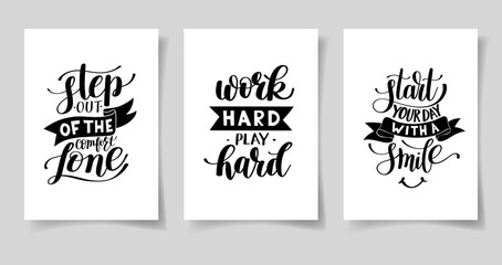 Wall Mural - set of three hand written lettering positive inspirational quote