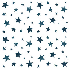 Textured stars background, pattern, wallpaper. Grunge space halftone texture. Blue galaxy star set. Hand drawn vector illustration