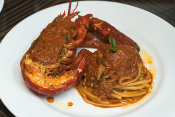 Wall Mural - Italian spaghetti with shrimps
