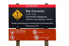 DANGER RIP CURRENTS Sign. Isolated.