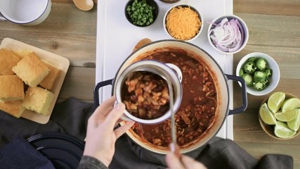 Sticker - Time-lapse. Step by step. Cooking homemade turkey chili for dinner