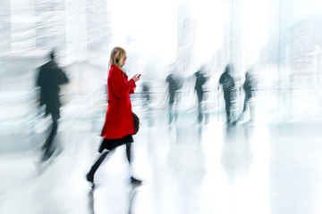 group of people in the lobby business center