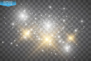 Wall Mural - glow light effect. vector illustration. christmas flash. dust. vector glowing stars, lights and spar