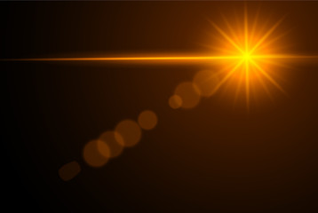 Lens Flare light over Black Background. Easy to add overlay or screen filter over photo