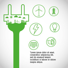 Sticker - ecology and energy care icon imaage, vector illustration