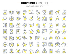 Wall Mural - set vector flat line icons university