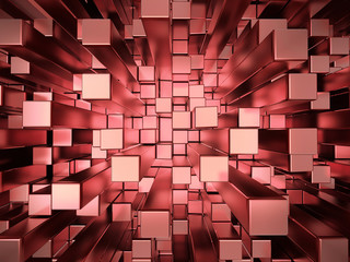Poster - Red squares extruded abstract background , 3d