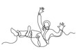 continuous line drawing of falling man
