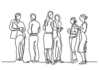 Poster - continuous line drawing of office party