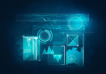Aufkleber - Business technology futuristic blue virtual graphic touch user i