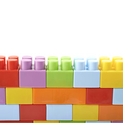 Wall made of toy bricks isolated