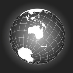 Wall Mural - Australia or Oceania map in black and white. Vector map earthglobe worldmap