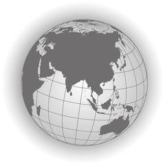 Wall Mural - Asia map in gray tones. Vector map earthglobe worldmap