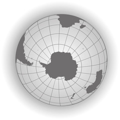 Wall Mural - Antarctica and South Pole map in gray tones. Vector map earthglobe worldmap