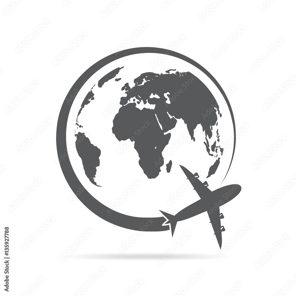 Airplane flying around the globe. Vector illustration Stock Vector ...