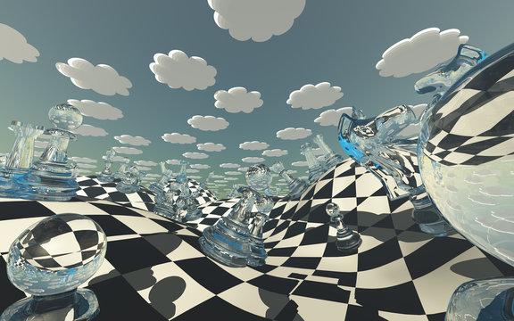 chessboard fantasy landscape
