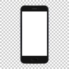 Black smart phone isolated on transparent background, vector illustration.