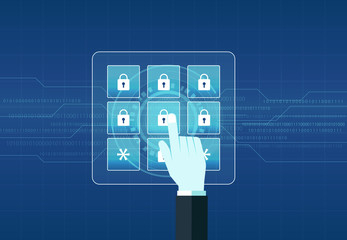 Poster - technology internet cyber security design background concept and data security concept
