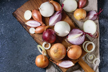 Variety Of Whole And Sliced Onion
