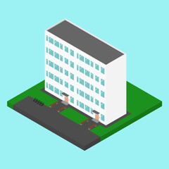 vector isometric building. khrushchyovka, apartment building which was developed in the ussr.