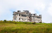 Abandoned Hotel 'Bokor Palace' In Ghost Town Bokor Hill Station Near The Town Of Kampot. Cambodia