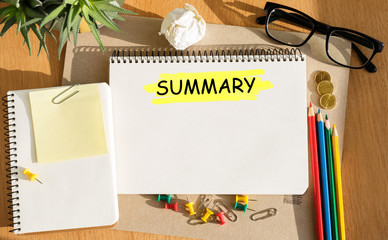 Poster - Notebook with Toolls and Notes about Summary