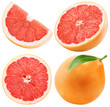 set of grapefruit isolated on the white background