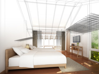 abstract sketch design of interior bedroom