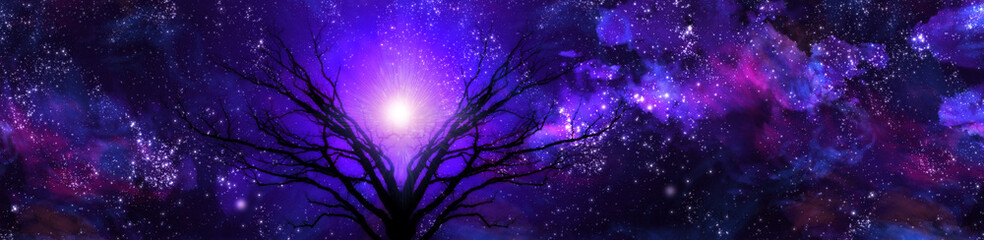 Wall Mural - Purple landscape filled with stars  Some elements provided courtesy of NASA
