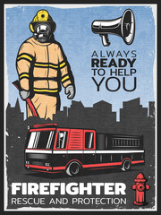 Sticker - Vintage Firefighting Colorful Poster