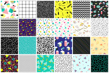 Abstract Seamless Patterns 80's-90's Styles.